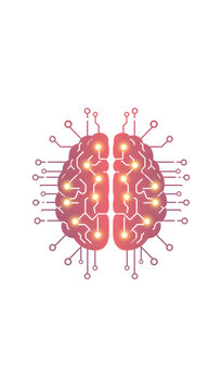 赤く発光する脳の回路イラスト, Illustration of a brain circuit glowing red.