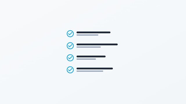 check list web template animation Sequential Slide Checkbox List Clean UI Elements 4K
