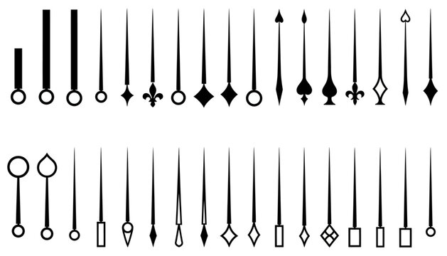Clock hands display a wide array of vintage and modern pointer designs for detailed watch face customization.