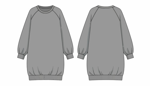 Sweatshirt with long sleeves and a crew neckline is displayed in front and back views.