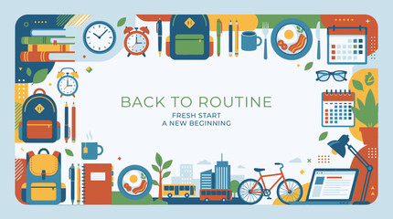 Naklejka premium Daily routine illustration with lifestyle icons.