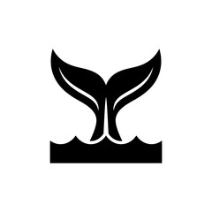Whale tail fin diving ocean waves solid black vector icon © thegreenpixel