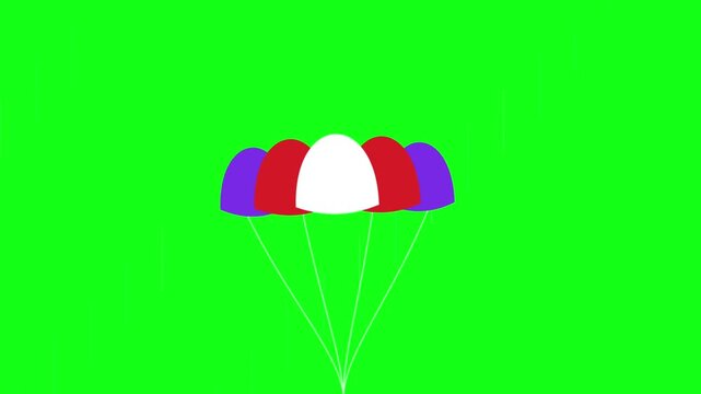 Parachute Package Delivery Air Drop Motion Graphic Animation Green Screen