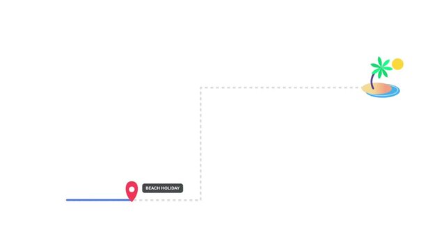 Beach Holiday Route Map Location Pin Motion Graphic Animation