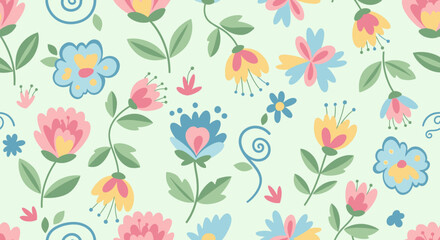 Colorful folk style floral seamless pattern © Wahyu