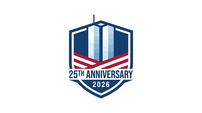 25th Anniversary 2026 Patriotic Shield Logo Design