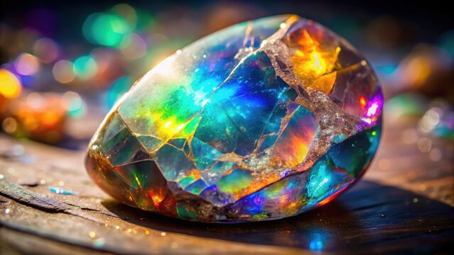 A fractured crystal nestled within a shattered opal