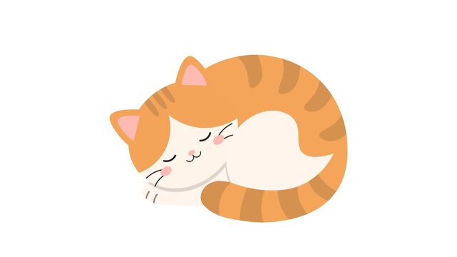 Cute orange white striped tabby kitten in a simple drawing style ideal for childrens books, pet products, greeting cards.