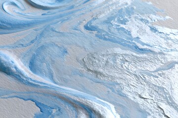 Fototapeta premium Abstract Icy Blue and Silver Ink Wash Swirl Texture on Paper Background