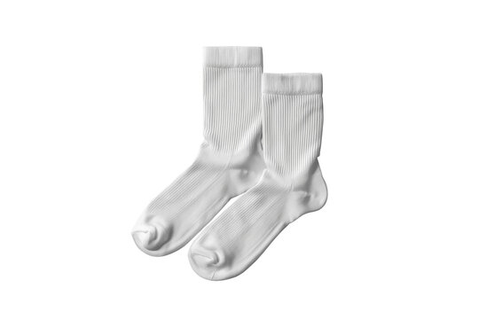 Pair of white crew socks standing upright