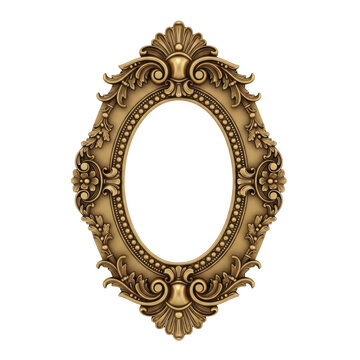 Vintage gold oval picture frame with ornate floral carvings