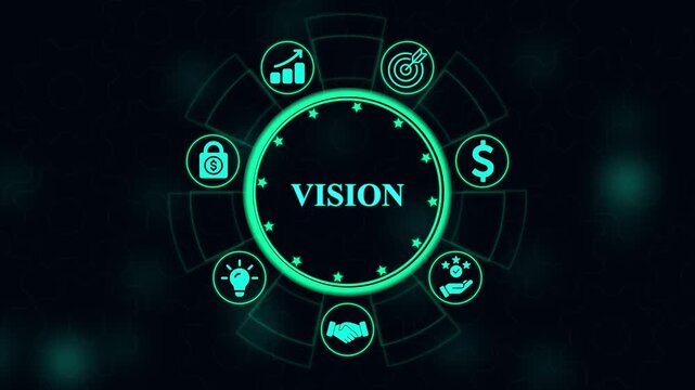 Business vision concept with digital infographic and corporate strategy symbols growth