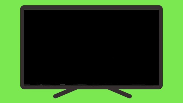 Modern Flat Screen Television Display Monitor Mockup Featuring A Blank Empty Black Screen Set Against A Solid Vibrant Green Background For Content Integration