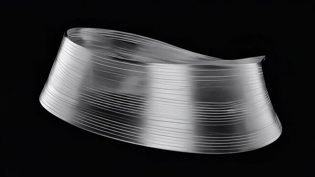 Abstract Rotating Mobius Strip Glass Ribbon Motion Background on Black