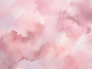 Fototapeta premium Delicate pink watercolor clouds, soft and gentle, textured paper background, artistic.