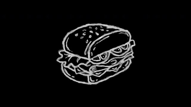 Hand drawn sketchy sandwich loop motion graphic video for fast food and restaurant menu design