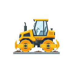 Fototapeta premium Yellow Road Roller Vector Illustration Isolated on White Background for Construction Design