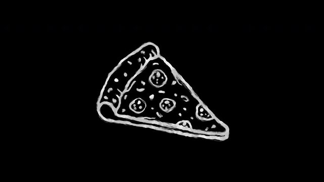 Hand drawn sketchy pizza slice loop motion graphic video for restaurant menu and fast food design