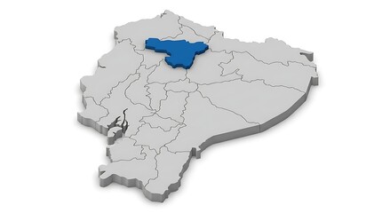 Obraz premium Three dimensional map illustrating a single highlighted administrative region within a country national territory border with highlighted blue