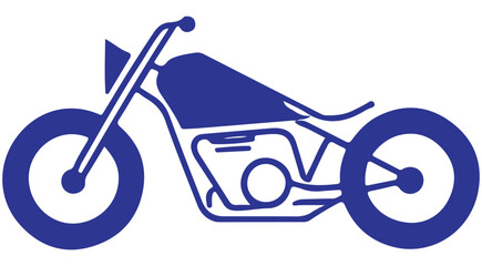 Blue motorcycle vector icon of a custom chopper motorbike for transportation design © Andikia