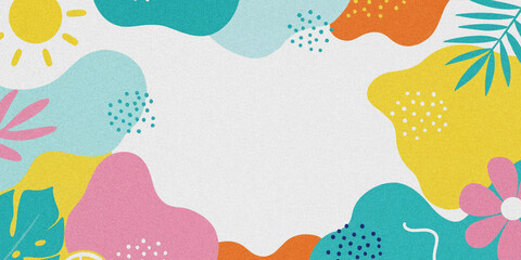 Naklejka premium Abstract summer background with colorful shapes. Tropical glitter texture frame for design.