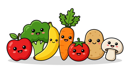 Fototapeta premium Vegetables and fruits character collection