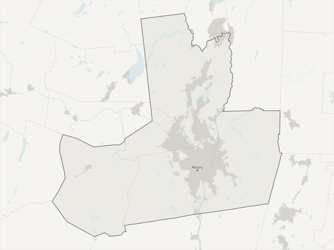 Albany-Schenectady-Troy metropolitan area vector map with county boundaries, urban footprint and hydrography, New York, USA