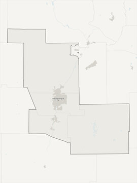 Albuquerque metropolitan area vector map with county boundaries, urban footprint and hydrography, New Mexico, USA