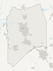 Fototapeta premium Stockton-Lodi metropolitan area vector map with county boundaries, urban footprint and hydrography, California, USA