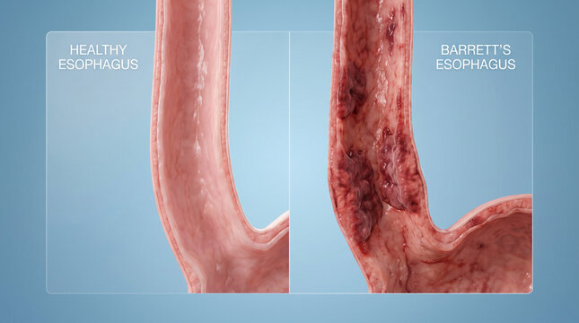 Healthy Esophagus and Barrett's Esophagus Disease Comparison