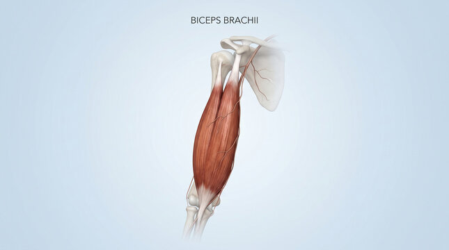 3D Anatomical Illustration of Human Biceps Brachii Muscle