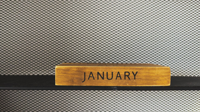 Wooden blocks with months of the year for date concepts