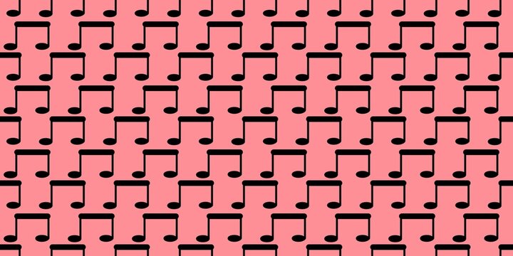 Seamless pattern of black musical Eighth notes icon on a soft pink background. Perfect for music-themed designs, wallpaper, textiles, and backdrops.
