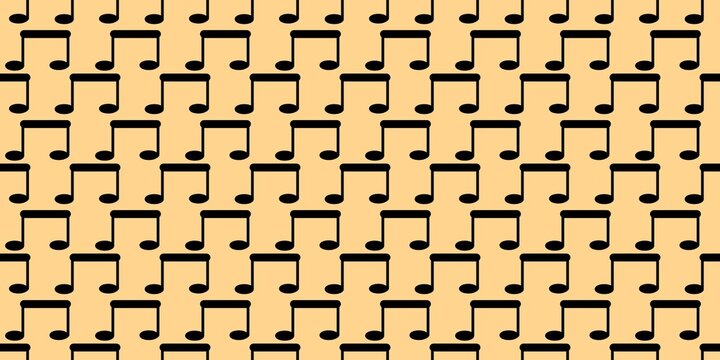 Seamless musical note pattern background with black eighth notes on warm beige surface, ideal for covers and web design.
