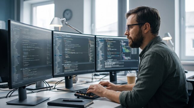 Software Developer Working with Computer Code