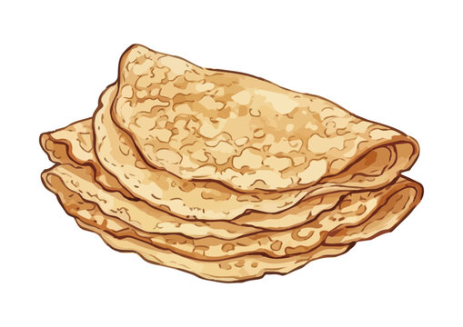 Appetizing fruit crepe illustration with glossy syrup, fresh berries, whipped cream and delicious dessert presentation ／ シズル感のあるクレープのイラスト、艶のあるシロップとフルーツ、生クリームを添えた美味しそうなデザート