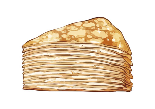 Appetizing fruit crepe illustration with glossy syrup, fresh berries, whipped cream and delicious dessert presentation ／ シズル感のあるクレープのイラスト、艶のあるシロップとフルーツ、生クリームを添えた美味しそうなデザート