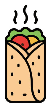 Top down burrito wrap isolated on white background. Generative AI