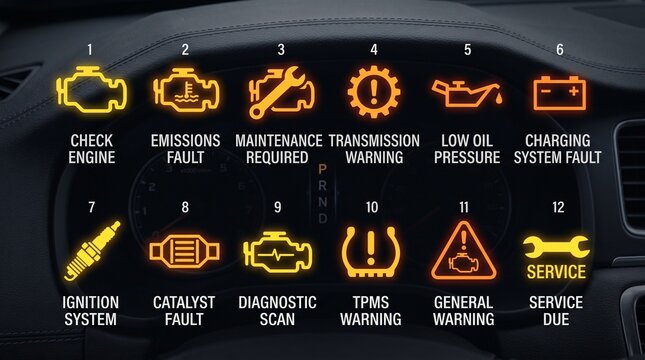 Car Dashboard Warning Lights Explained with Icons and Text