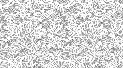 Fototapeta premium Hand-drawn fish pattern