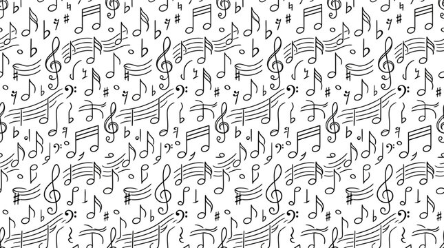Hand-drawn music notes pattern texture