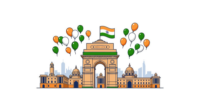 Arch building with balloons
