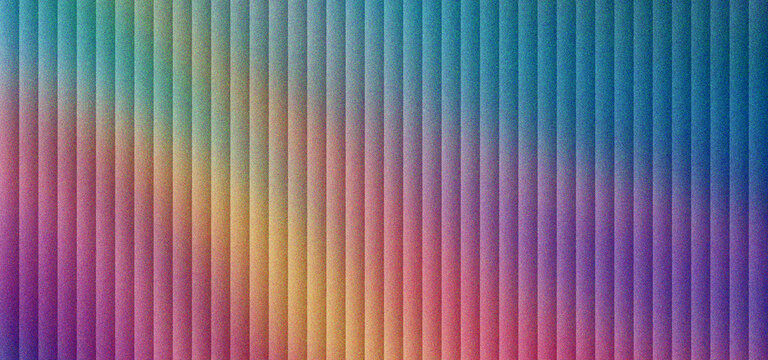 Abstract holographic corrugated metal texture with vertical lines. Iridescent gradient background with colorful metallic ridges. Vibrant rainbow chrome pattern for modern graphic design covers.