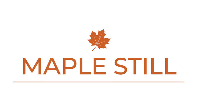 Maple Still Logo: A stylized orange maple leaf sits above the bold, sans-serif text MAPLE STILL, all underlined with a simple orange line on a clean background, symbolizing nature and resilience.