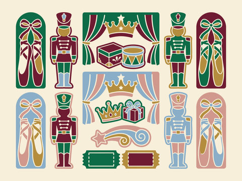 Festive Nutcracker Ballet Themed Vector Illustrations Collection.