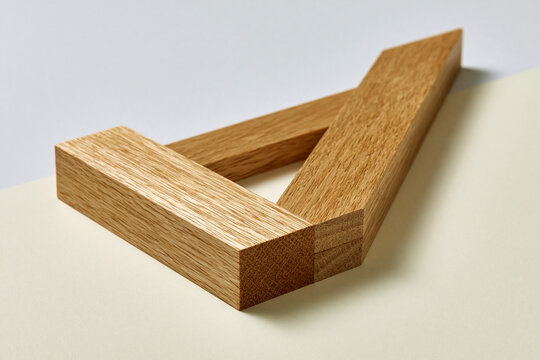 Wooden carpenter square tool woodworking and craftsmanship concept