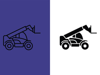 Telehandler lifting construction material with extended boom during daytime Isolated on white background © Sharif