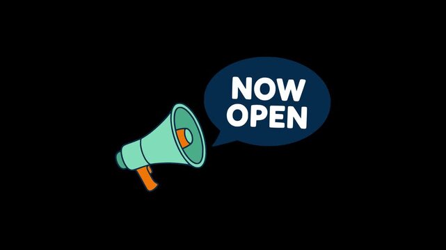 now open megaphone announcement notification promotion animation HD 4K