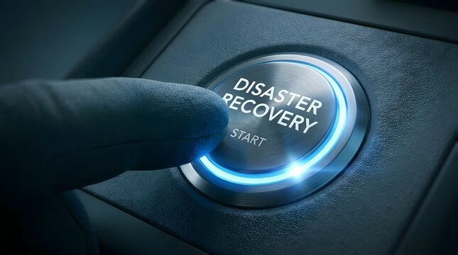 Finger pressing disaster recovery start button