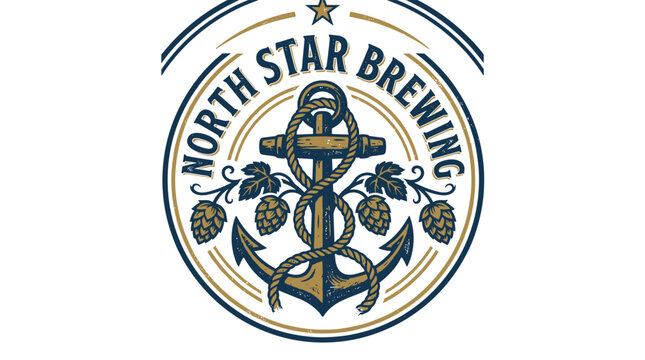 Classic North Star Brewing maritime anchor and hops emblem.